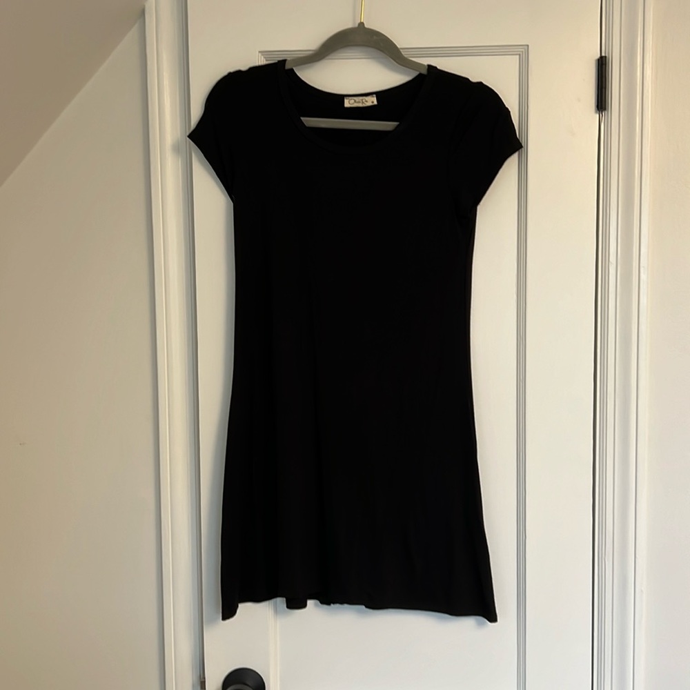 Black Short Sleeve Cotton Dress, Size Small